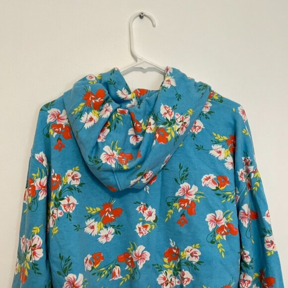 LEVI'S LEVIS Floral Raw Cut Hoodie Sweatshirt Blue Multi Hawaiian Cropped Crop - Picture 13 of 16